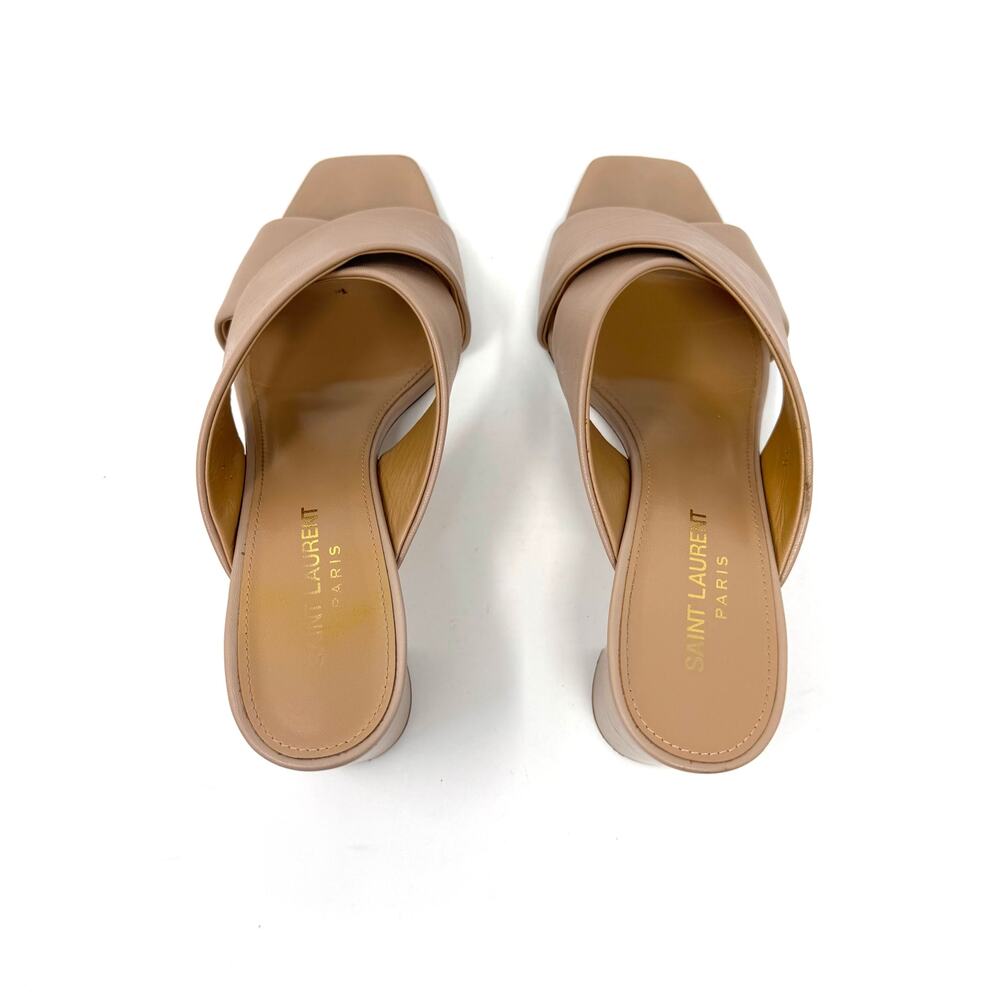 Saint Laurent Loulou Crisscross Leather Mules in Nude Beige – Size 38 | 8 - Picture 12 of 14